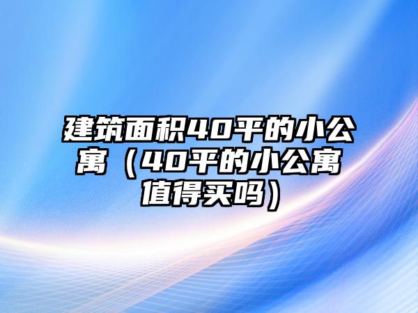 建筑面積40平的小公寓（40平的小公寓值得買嗎）