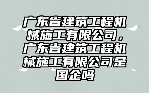 廣東省建筑工程機(jī)械施工有限公司，廣東省建筑工程機(jī)械施工有限公司是國(guó)企嗎