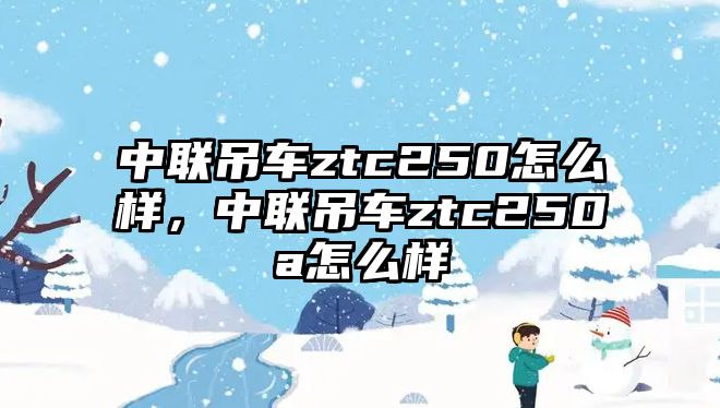 中聯(lián)吊車ztc250怎么樣，中聯(lián)吊車ztc250a怎么樣