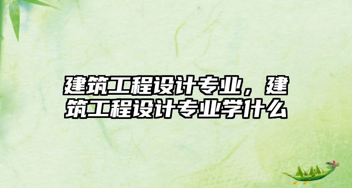 建筑工程設(shè)計(jì)專業(yè)，建筑工程設(shè)計(jì)專業(yè)學(xué)什么