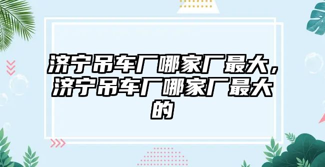 濟寧吊車廠哪家廠最大，濟寧吊車廠哪家廠最大的