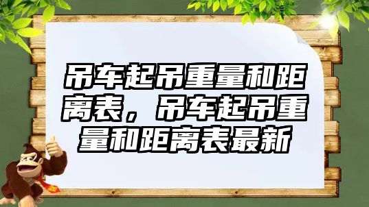 吊車起吊重量和距離表，吊車起吊重量和距離表最新