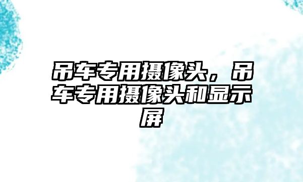 吊車專用攝像頭，吊車專用攝像頭和顯示屏