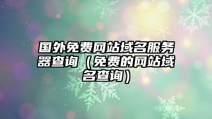 國外免費(fèi)網(wǎng)站域名服務(wù)器查詢（免費(fèi)的網(wǎng)站域名查詢）