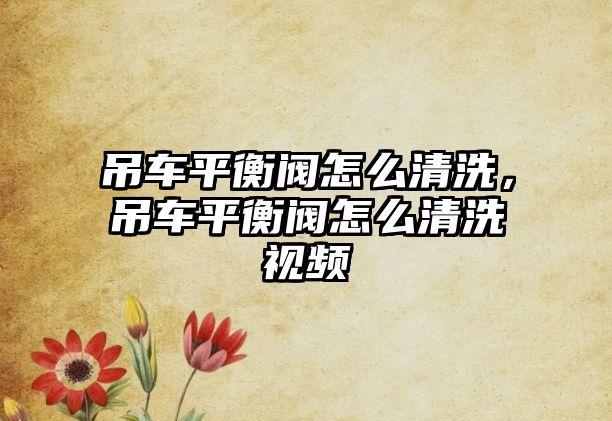 吊車平衡閥怎么清洗，吊車平衡閥怎么清洗視頻