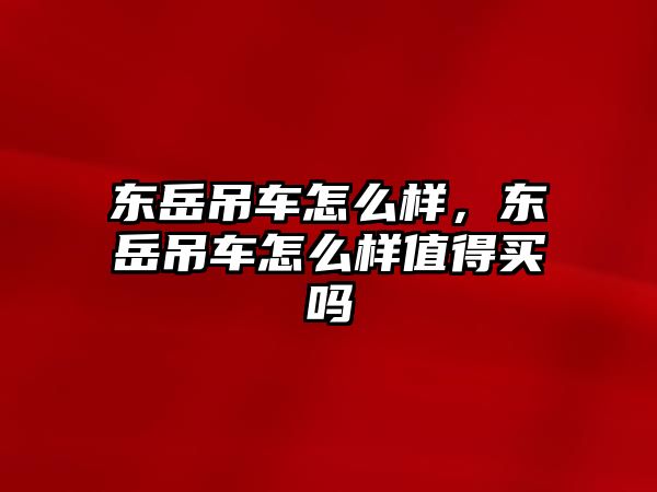 東岳吊車怎么樣，東岳吊車怎么樣值得買嗎