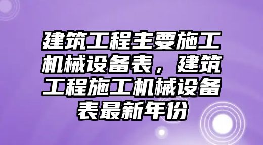 建筑工程主要施工機(jī)械設(shè)備表，建筑工程施工機(jī)械設(shè)備表最新年份