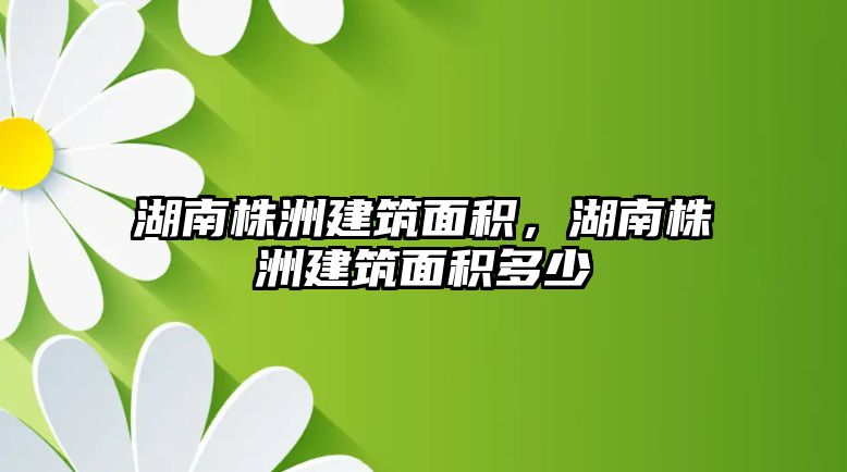 湖南株洲建筑面積，湖南株洲建筑面積多少