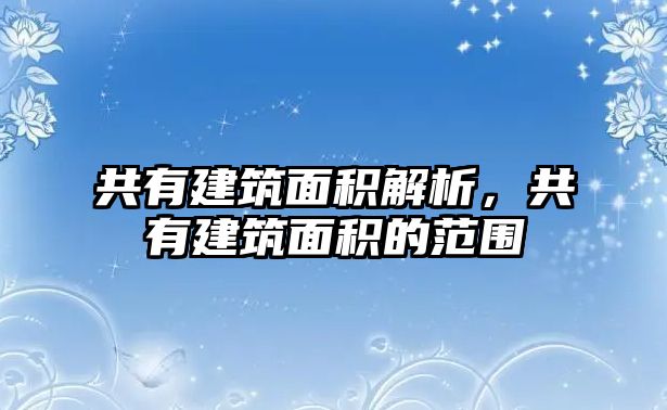 共有建筑面積解析，共有建筑面積的范圍