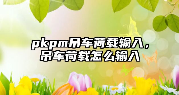 pkpm吊車荷載輸入，吊車荷載怎么輸入