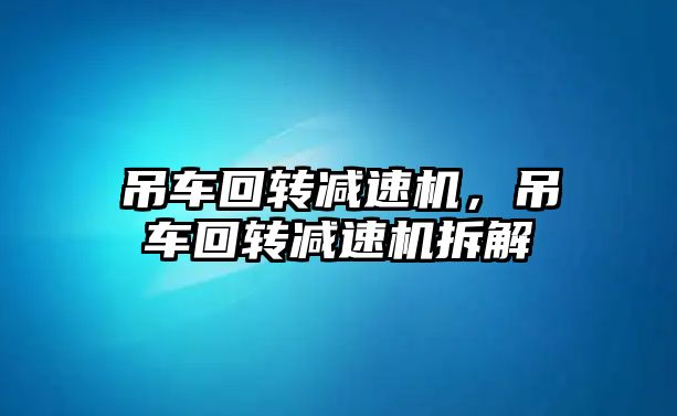 吊車回轉(zhuǎn)減速機，吊車回轉(zhuǎn)減速機拆解