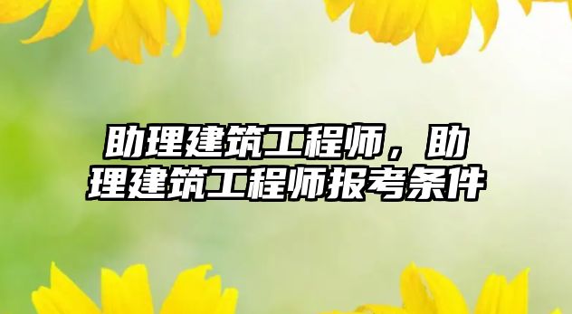 助理建筑工程師，助理建筑工程師報考條件