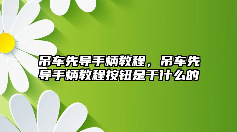 吊車先導(dǎo)手柄教程，吊車先導(dǎo)手柄教程按鈕是干什么的