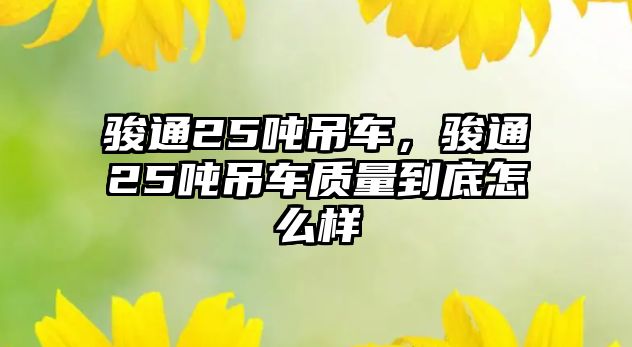 駿通25噸吊車，駿通25噸吊車質(zhì)量到底怎么樣