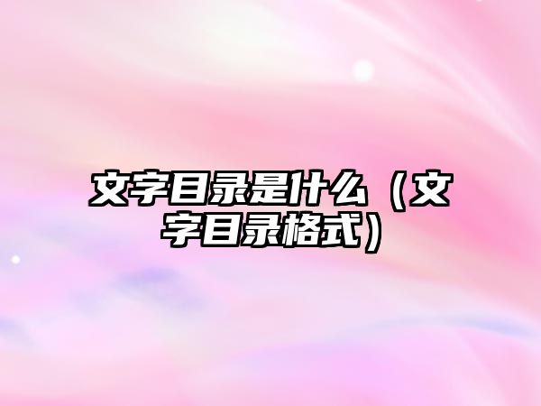 文字目錄是什么（文字目錄格式）