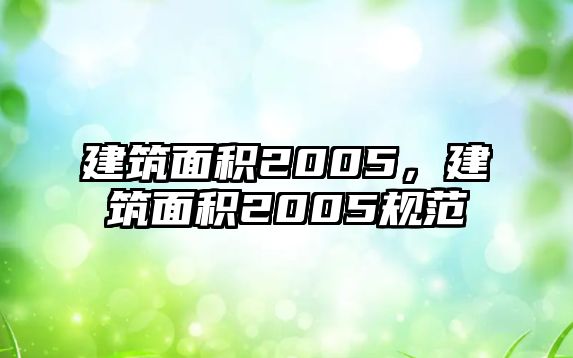 建筑面積2005，建筑面積2005規(guī)范