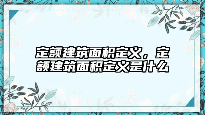 定額建筑面積定義，定額建筑面積定義是什么