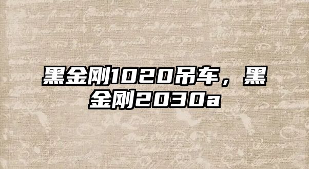 黑金剛1020吊車，黑金剛2030a