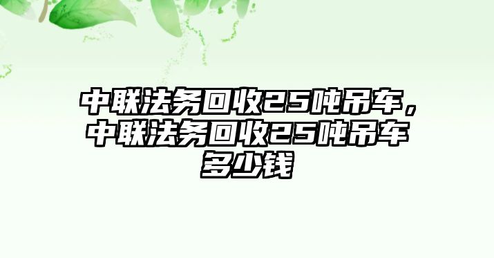 中聯(lián)法務(wù)回收25噸吊車，中聯(lián)法務(wù)回收25噸吊車多少錢