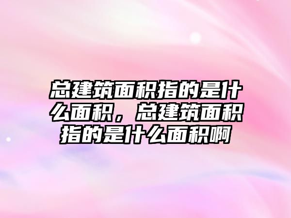 總建筑面積指的是什么面積，總建筑面積指的是什么面積啊