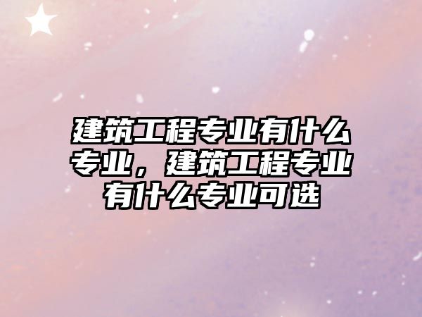 建筑工程專業(yè)有什么專業(yè)，建筑工程專業(yè)有什么專業(yè)可選