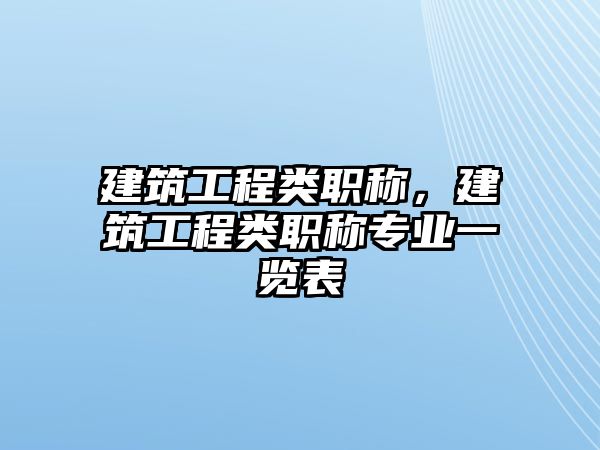 建筑工程類職稱，建筑工程類職稱專業(yè)一覽表