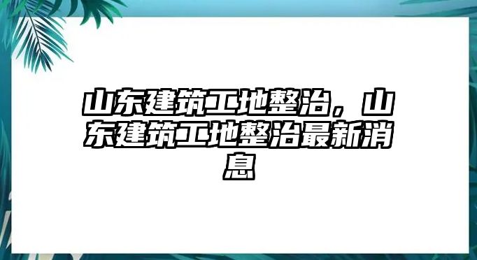 山東建筑工地整治，山東建筑工地整治最新消息