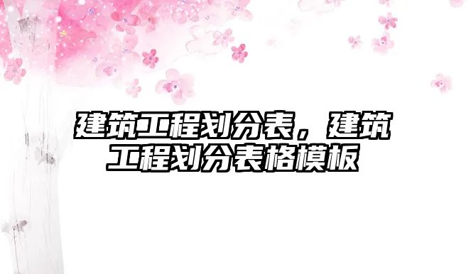 建筑工程劃分表，建筑工程劃分表格模板