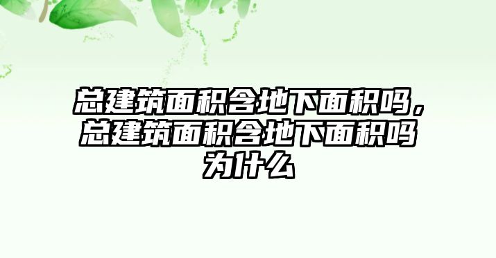 總建筑面積含地下面積嗎，總建筑面積含地下面積嗎為什么