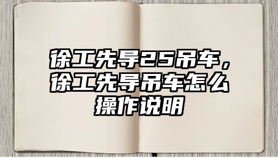 徐工先導25吊車，徐工先導吊車怎么操作說明