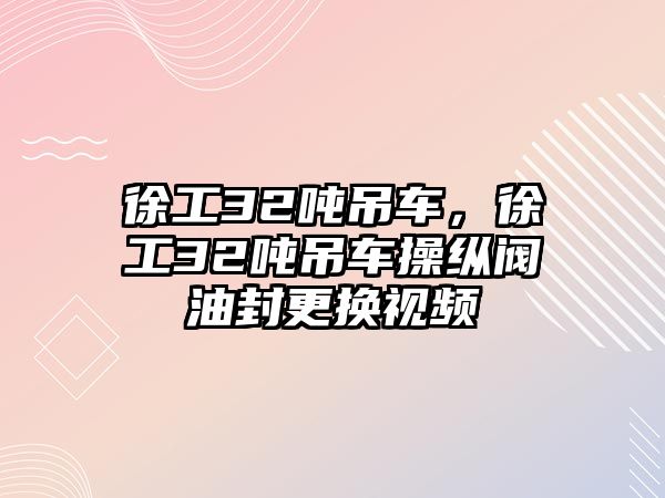 徐工32噸吊車，徐工32噸吊車操縱閥油封更換視頻