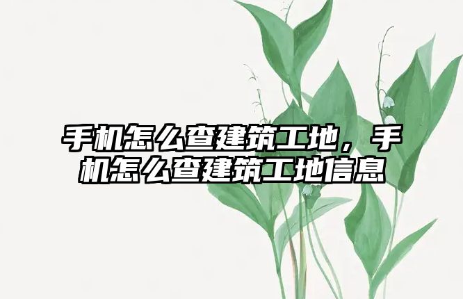 手機怎么查建筑工地，手機怎么查建筑工地信息