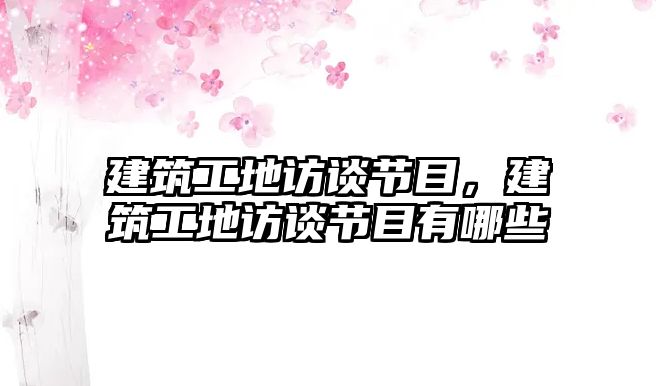 建筑工地訪談節(jié)目，建筑工地訪談節(jié)目有哪些