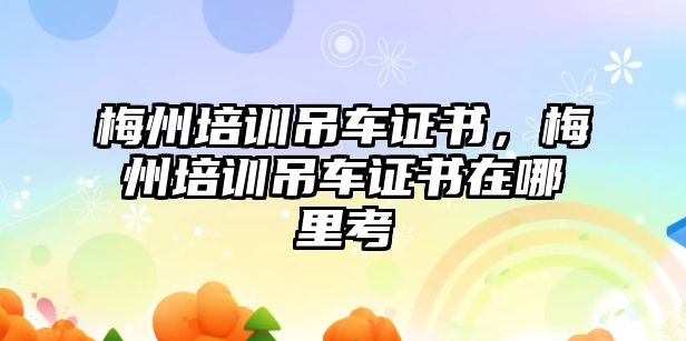 梅州培訓(xùn)吊車證書(shū)，梅州培訓(xùn)吊車證書(shū)在哪里考