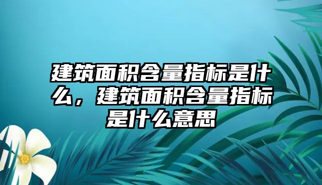 建筑面積含量指標是什么，建筑面積含量指標是什么意思