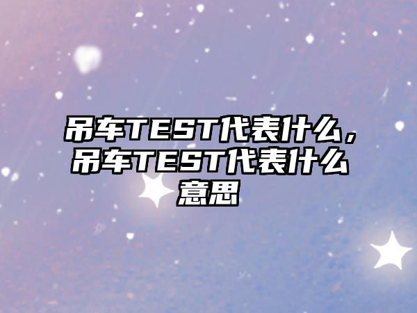 吊車TEST代表什么，吊車TEST代表什么意思