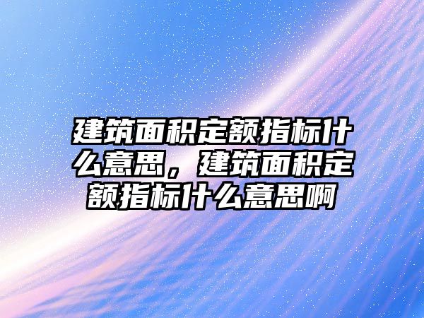 建筑面積定額指標(biāo)什么意思，建筑面積定額指標(biāo)什么意思啊