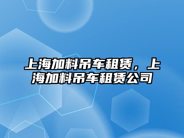 上海加料吊車租賃，上海加料吊車租賃公司