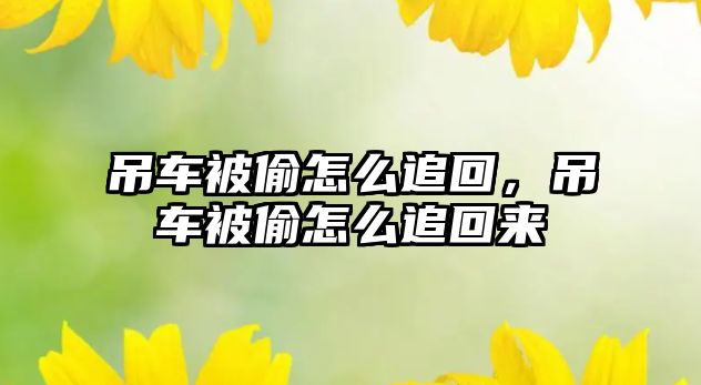 吊車被偷怎么追回，吊車被偷怎么追回來