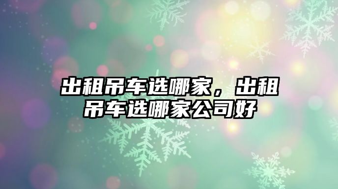 出租吊車選哪家，出租吊車選哪家公司好