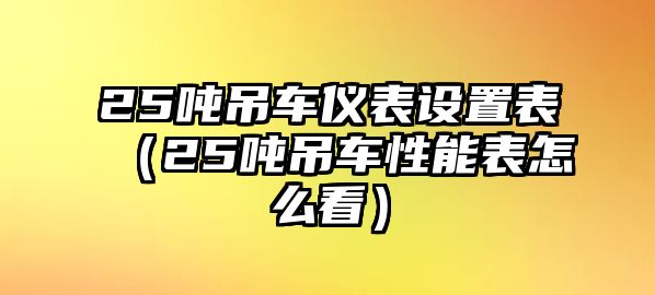 25噸吊車儀表設(shè)置表（25噸吊車性能表怎么看）