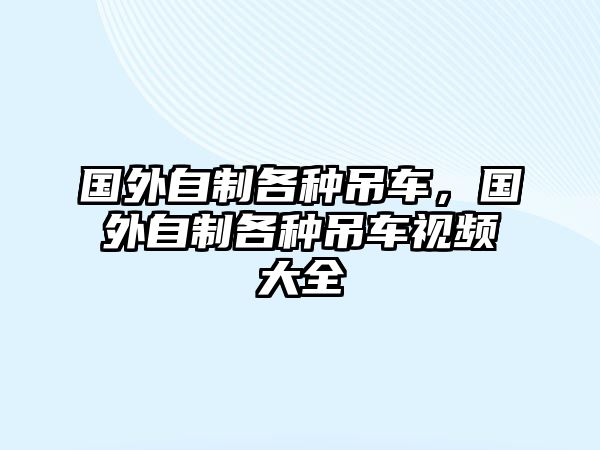 國(guó)外自制各種吊車，國(guó)外自制各種吊車視頻大全