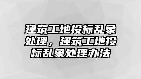 建筑工地投標(biāo)亂象處理，建筑工地投標(biāo)亂象處理辦法