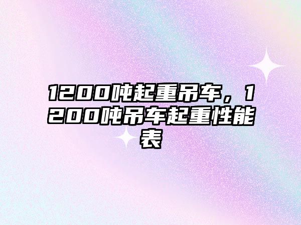 1200噸起重吊車，1200噸吊車起重性能表