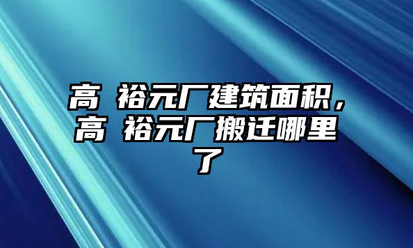 高埗裕元廠建筑面積，高埗裕元廠搬遷哪里了