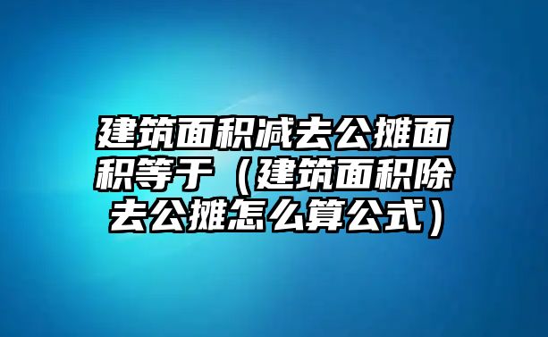 建筑面積減去公攤面積等于（建筑面積除去公攤怎么算公式）