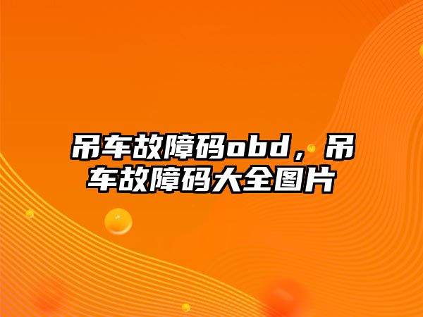 吊車故障碼obd，吊車故障碼大全圖片