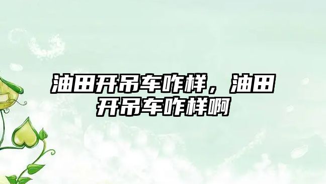 油田開吊車咋樣，油田開吊車咋樣啊