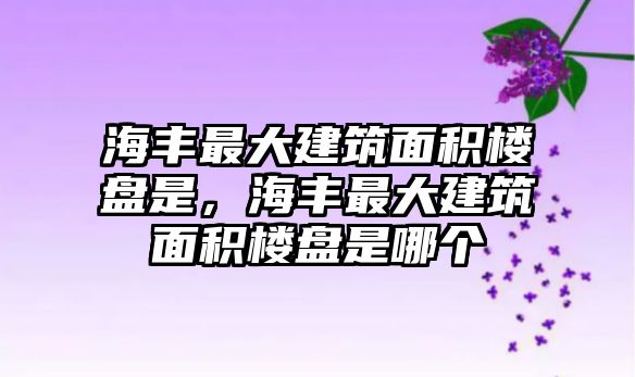 海豐最大建筑面積樓盤是，海豐最大建筑面積樓盤是哪個(gè)