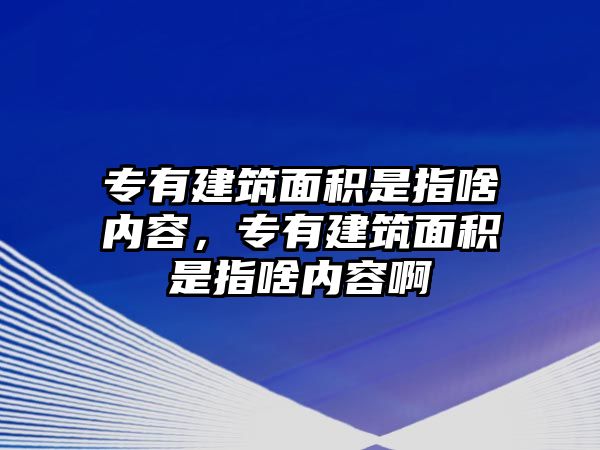 專有建筑面積是指啥內(nèi)容，專有建筑面積是指啥內(nèi)容啊